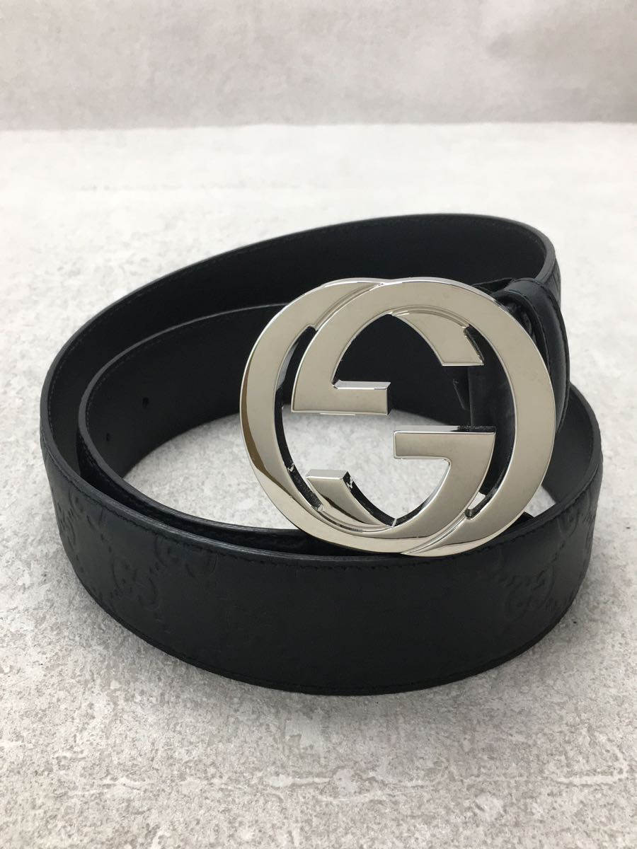 GUCCI◇シグネチャーレザーベルト/インターロッキング/ベルト/レザー