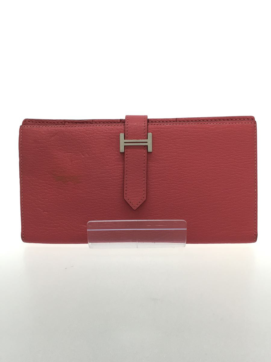 HERMES◇ベアンスフレ/二つ折り長財布/ゴールド金具/フランス製/レザー