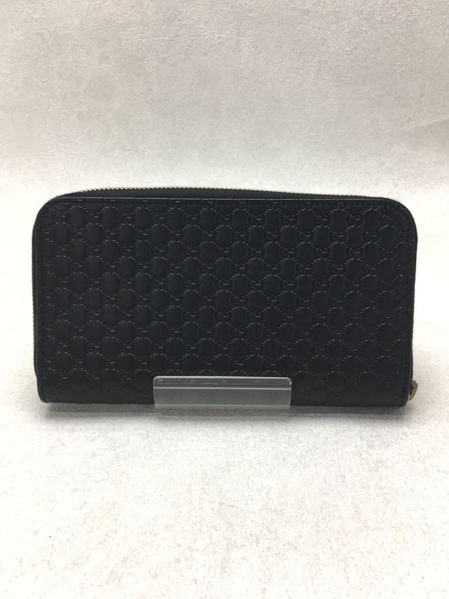 GUCCI◇長財布_マイクログッチシマ/レザー/ブラック/449391 BMJ1G 1000