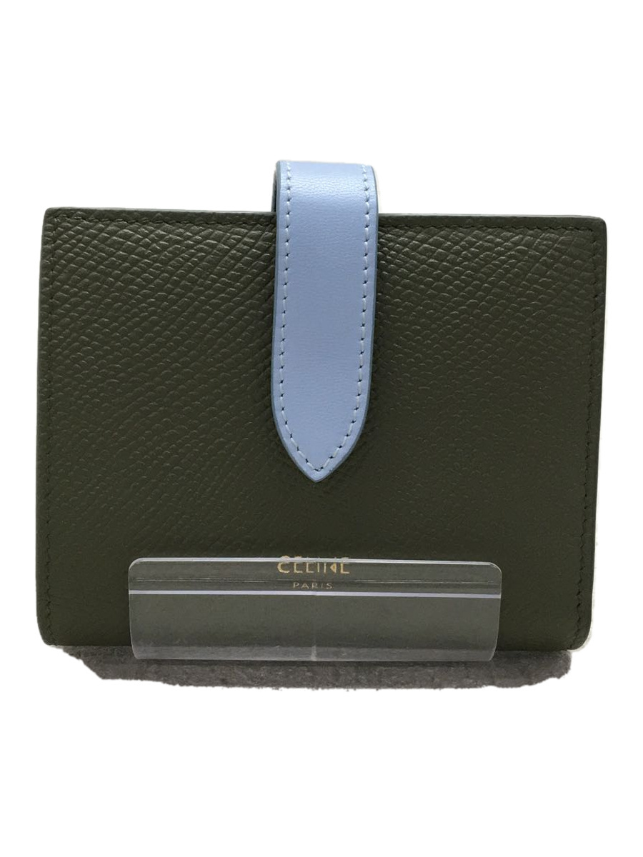 極美品✨セリーヌ 折り財布 スモールストラップ レザー バイカラー グレー 極美品✨セリーヌ 折り財布 スモールストラップ レザー バイカラー グレー