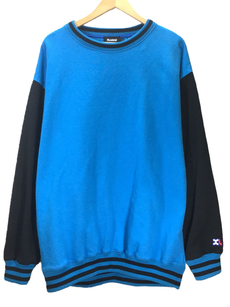 新品】2 Tone Crew Sweatshirt (blue) L-