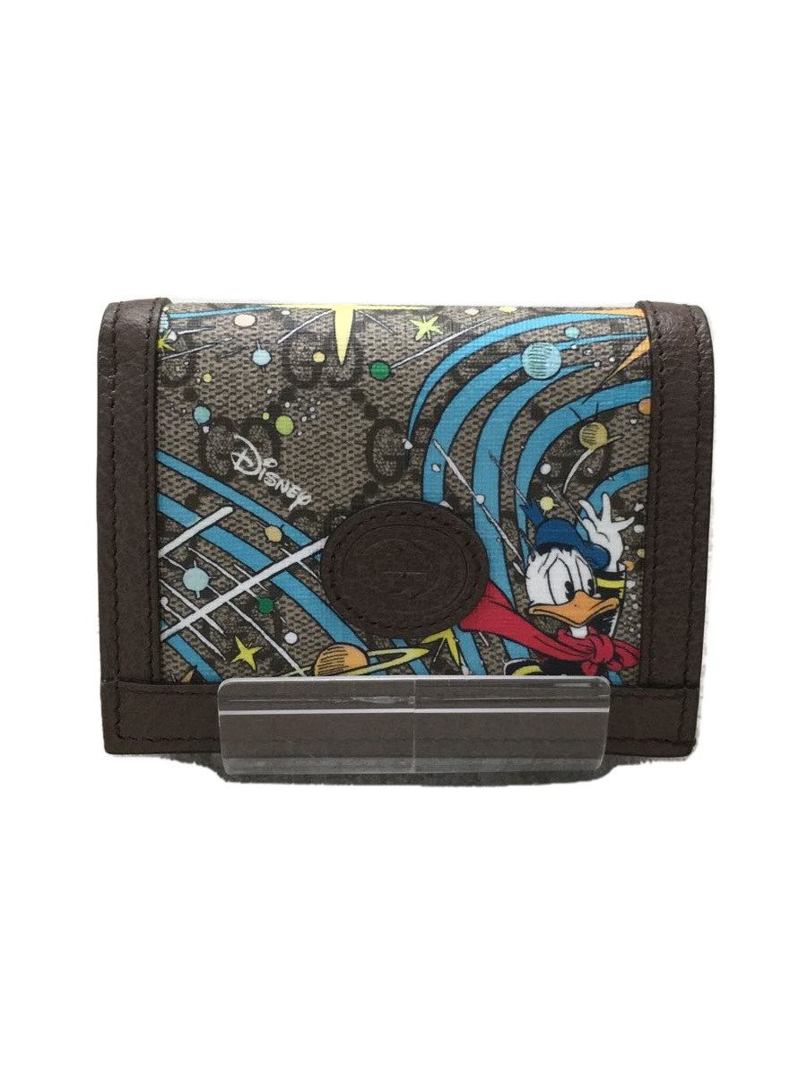 GUCCI◇2つ折り財布/Disney/GGスプリーム/PVC/ブラウン/総柄/648121