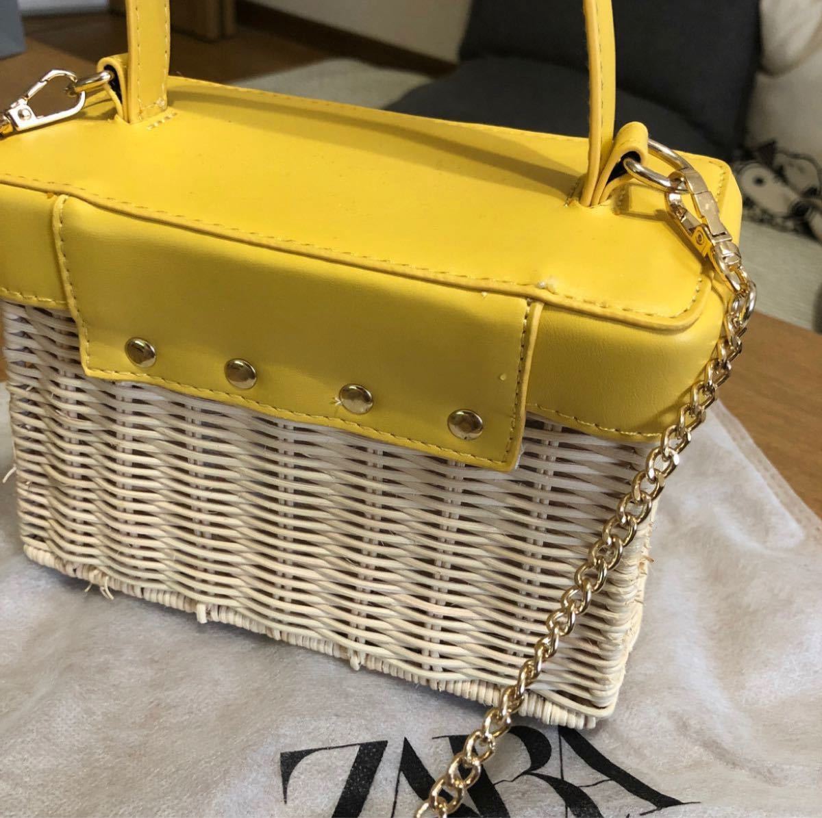 お気に入りの 新品 ZARA かごバッグ ハンドルウォーブン