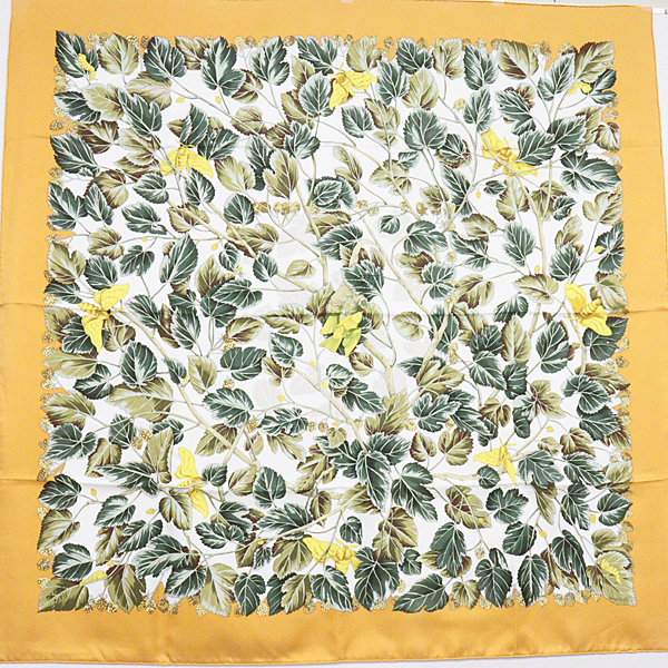 エルメス HERMES カレ90 スカーフ LARBRE de SOIE 絹の木 桑の木と蚕