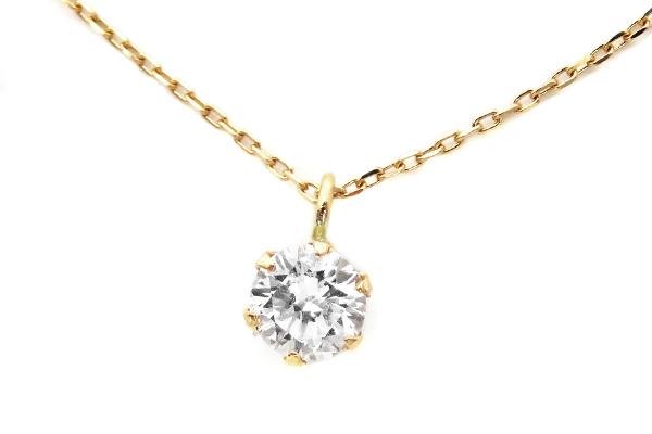 格安即決 正規品 18金 K18 天然ダイヤモンド 0,10ct 一粒ネックレス