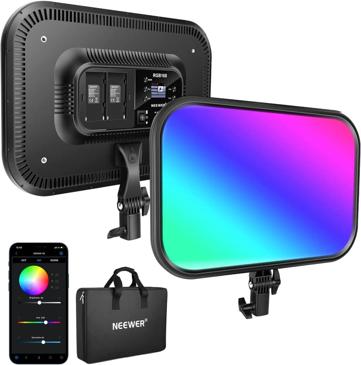 送料無料/即決】 NEEWER RGB 18.3 LEDビデオライトパネル 2500K~8500K