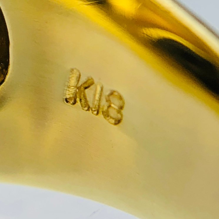 【77】 K18 オニキス シェル リング 月形甲丸 ボリューム感 #16 11.9g 最大幅 1.5㎝ (339)の画像9