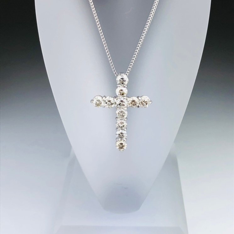 77】 PT900 ダイヤ クロス ペンダントトップ 宝石鑑別書あり D2.00ct
