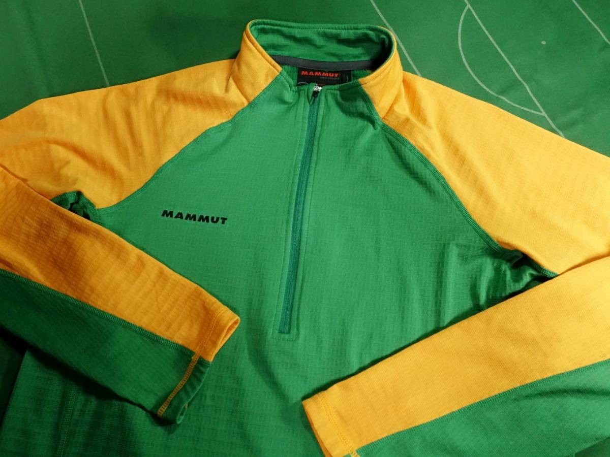 ▲マムート MAMMUT ポーラテック パワードライ素材 アタカゾ ジップ プル ATACAZO ZIP PULL AF MEN グリーン/イエロー アジアM-L 美品!!!▲