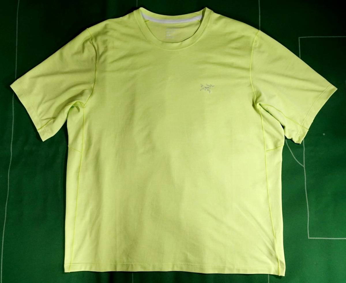 ▲アークテリクス 吸汗速乾 ポリエステル100% Tシャツ CORMAC CREW SS Men’s ライトイエローグリーン M/M（JP-L） 美品!!!▲_実物はもう少し緑みがあります