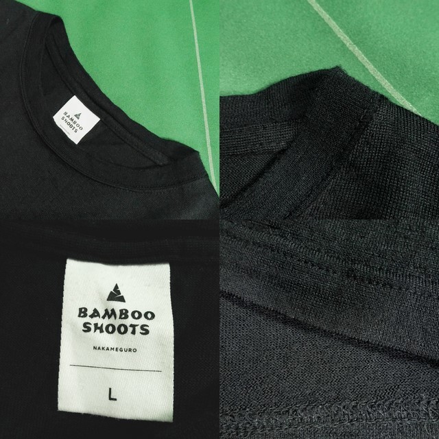 ▲BAMBOO SHOOTSバンブーシュート メリノウール100% ロングスリーブ Tシャツ ブラック L 美品!!!▲_画像4