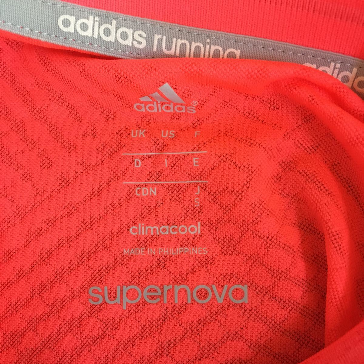 adidas running アディダス レディース　Sサイズ　ビビットオレンジ　蛍光　半袖Tシャツ　速乾　ラグラン袖