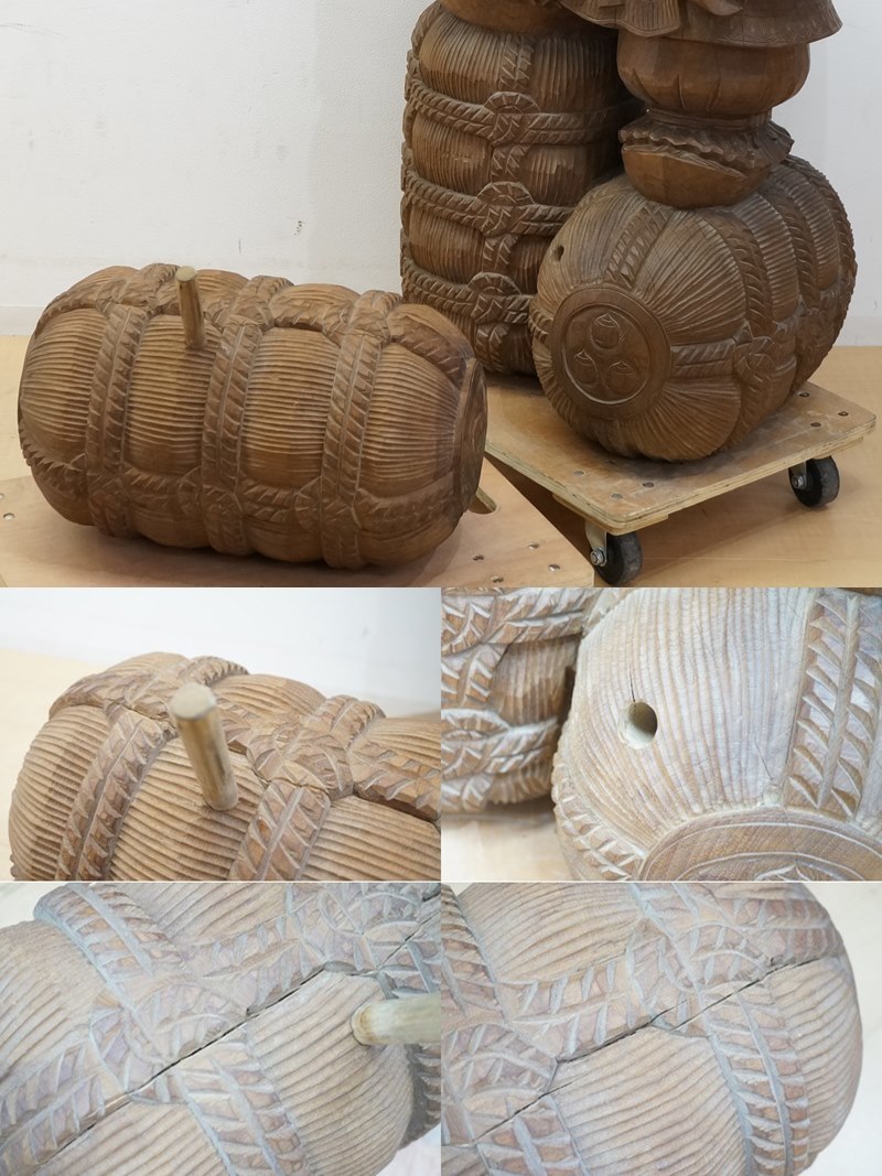 東ハ:【讃岐一刀彫】岳峰作 天然木 木彫り 大黒天 特大 縁起置物 高さ