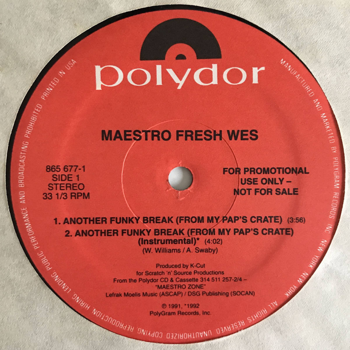 Maestro Fresh-Wes - Another Funky Break (From My Pap's Crate) (Promo)_画像3
