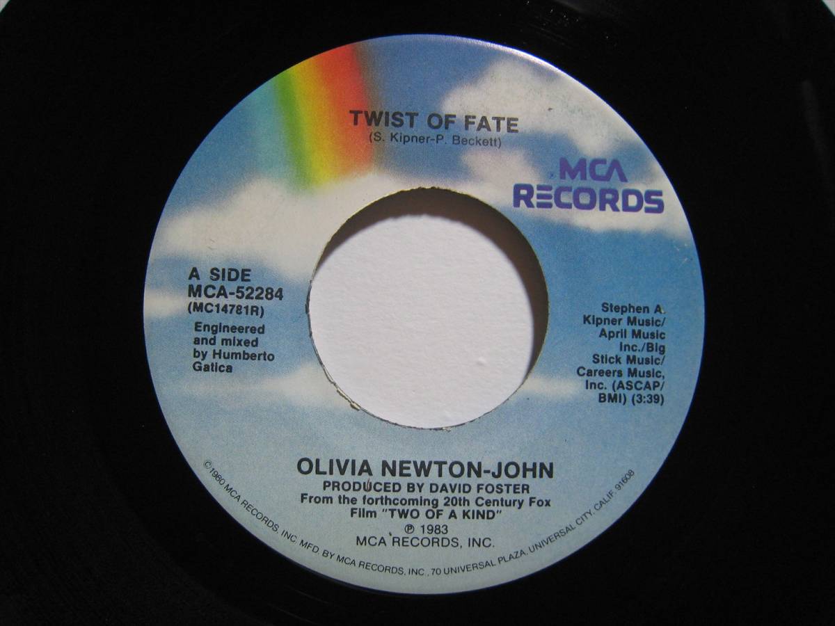 【7”】 OLIVIA NEWTON-JOHN / TWIST OF FATE US盤 オリビア・ニュートン・ジョン 運命のいたずら_画像1