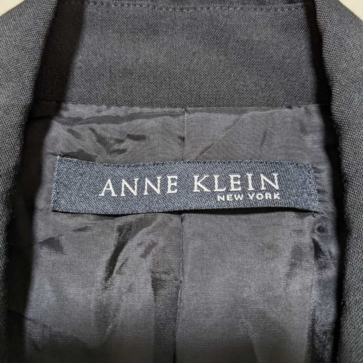 +FK19 ANNE KLEIN アンクライン フォーマル レディース 9号 長袖 ジャケット 黒 無地 半裏 背抜き ビジネス セレモニー ストレッチの画像7