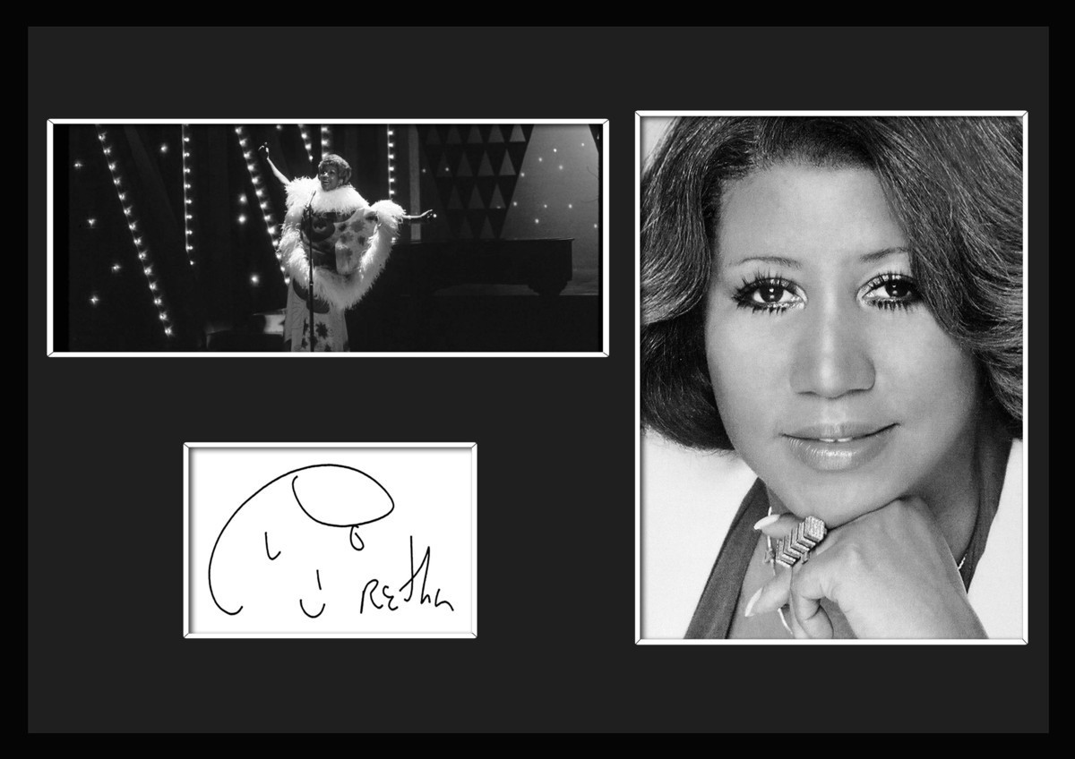 10種類!Aretha Franklin/アレサ・フランクリン/ソウル/soul/サインプリント&証明書付きフレーム/BW/モノクロ/ディスプレイ(10-3W)_画像1