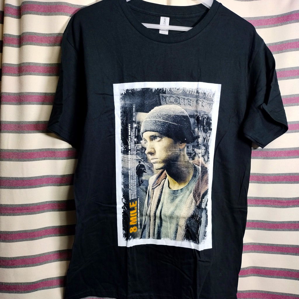 Eminem　エミネム　8mile Tシャツ　8マイル BIGプリントTシャツ 黒L◆新品/送料無料 RAP HIP HOP_画像1