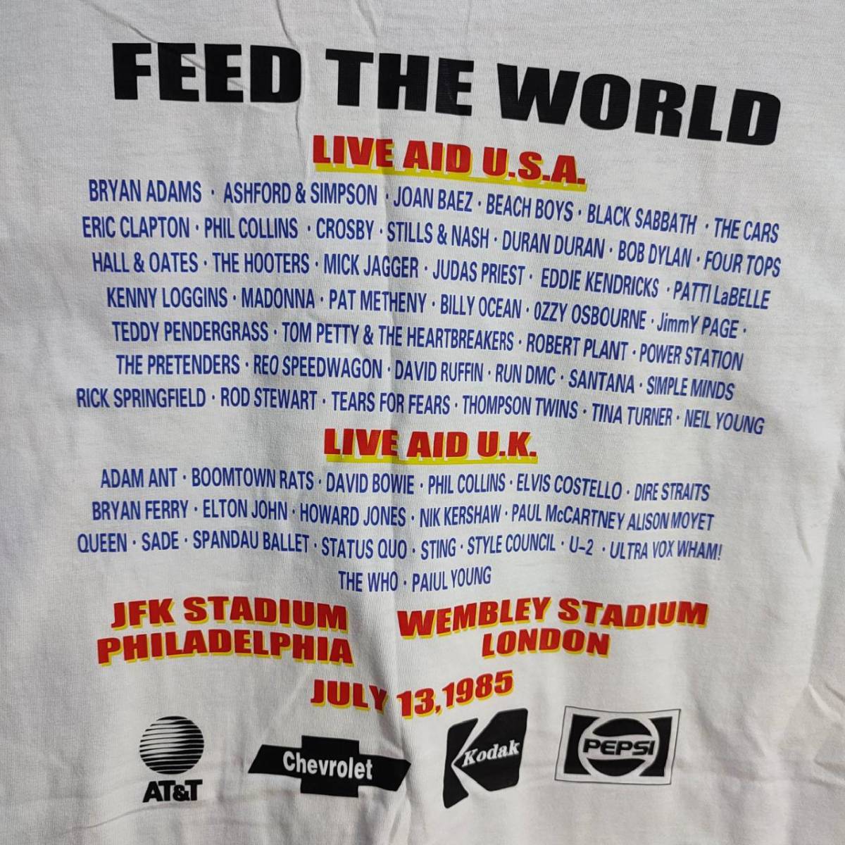 LIVE AID ライブエイドTシャツ 送料無料 【バックプリント有 M/L LIVE AID ライブエイドTシャツ 送料無料 【バックプリント有 M/L