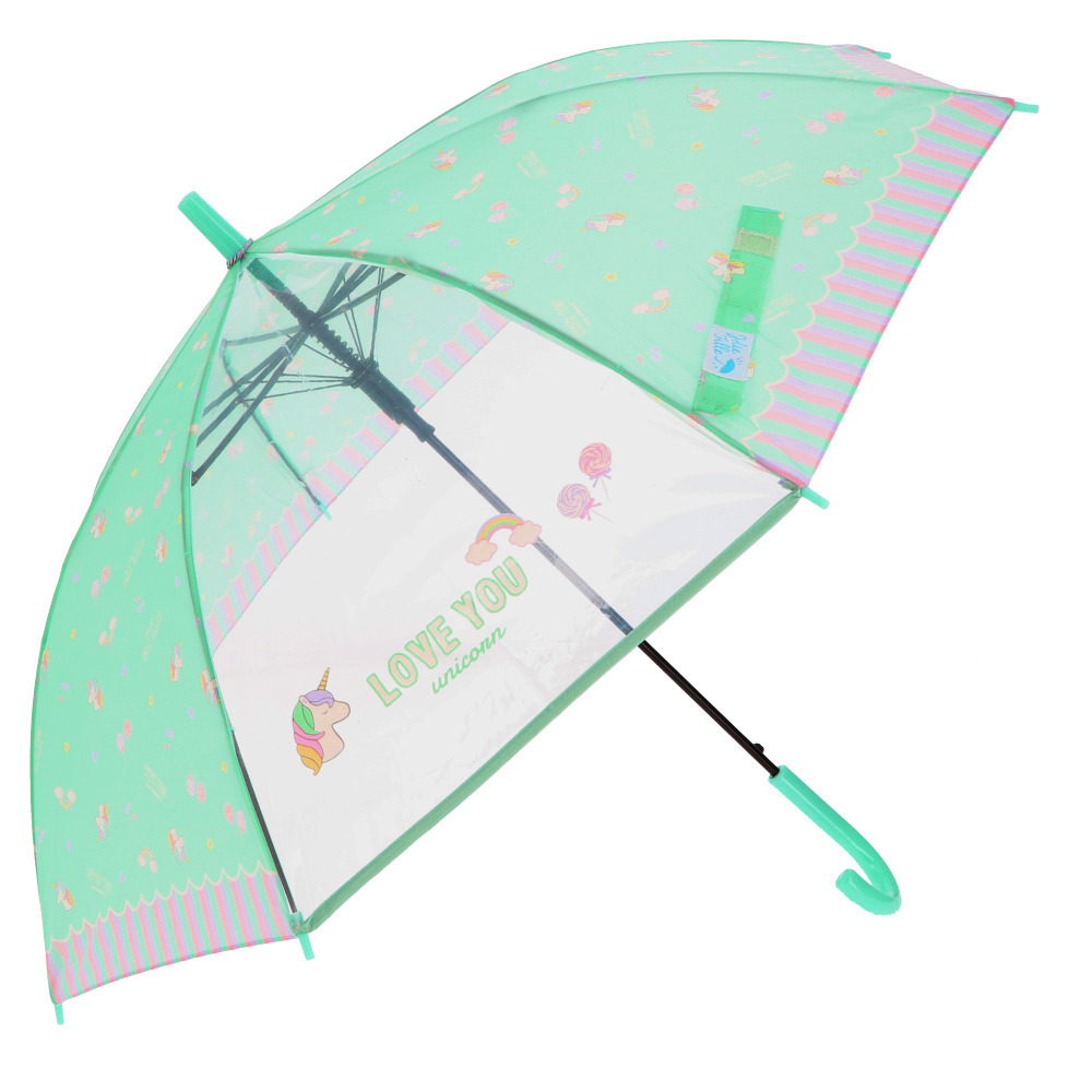 * сладости Unicorn MINT зонт Kids детский 55cm почтовый заказ выдерживающий способ выдерживающий способ зонт крепкий девочка прозрачный окно имеется окно имеется прозрачный окно зонт от дождя зонт непромокаемая одежда re крыло 