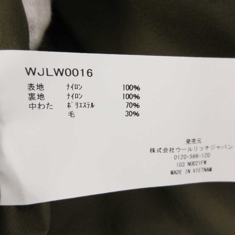 未使用 WOOLRICH ウールリッチ エニータイムインサレーションクルーネック WJLW0016 中綿ジャケット オリーブ L 71005044_画像5