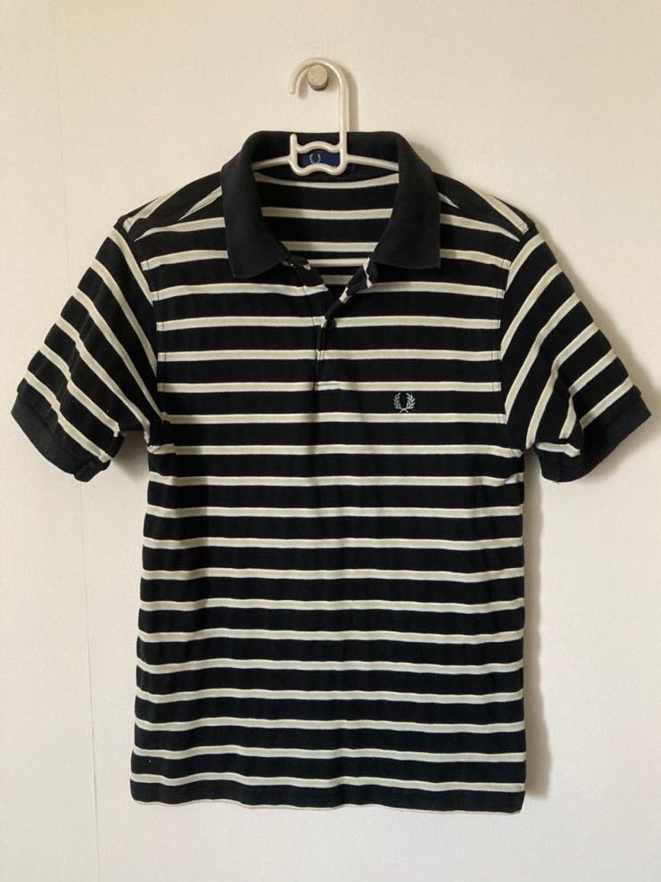 古着 FRED PERRY フレッドペリー ポロシャツ 長袖 ボーダー ネイビー