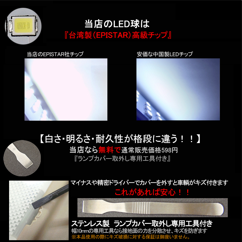 『FLD1642』ハイゼット カーゴ Ｓ３２０Ｖ Ｓ３３０Ｖ Ｓ３２１Ｖ Ｓ３３１Ｖ LED ルームランプ 2点set 純白 交換専用工具付 SMD ルーム球_画像6