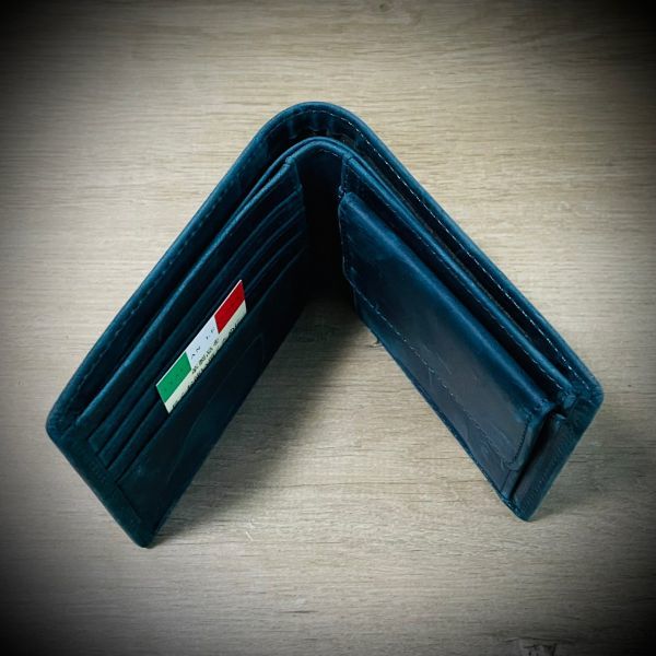 ヤフオク! - イタリアンレザー 折財布 二つ折り 本革 ヌバック メンズ...
