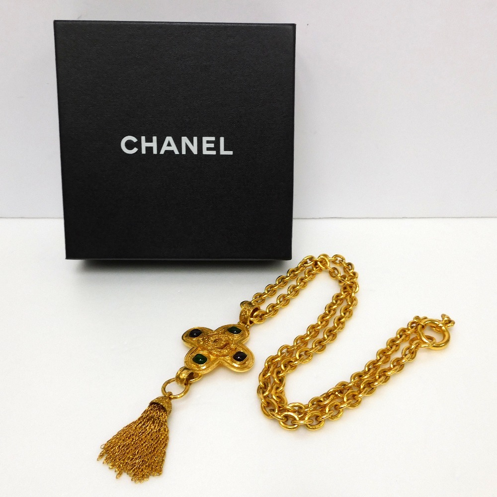 Dz763345 シャネル ネックレス カラーストーン クロス ロング ネックレス ヴィンテージ 94A CHANEL 中古_画像2