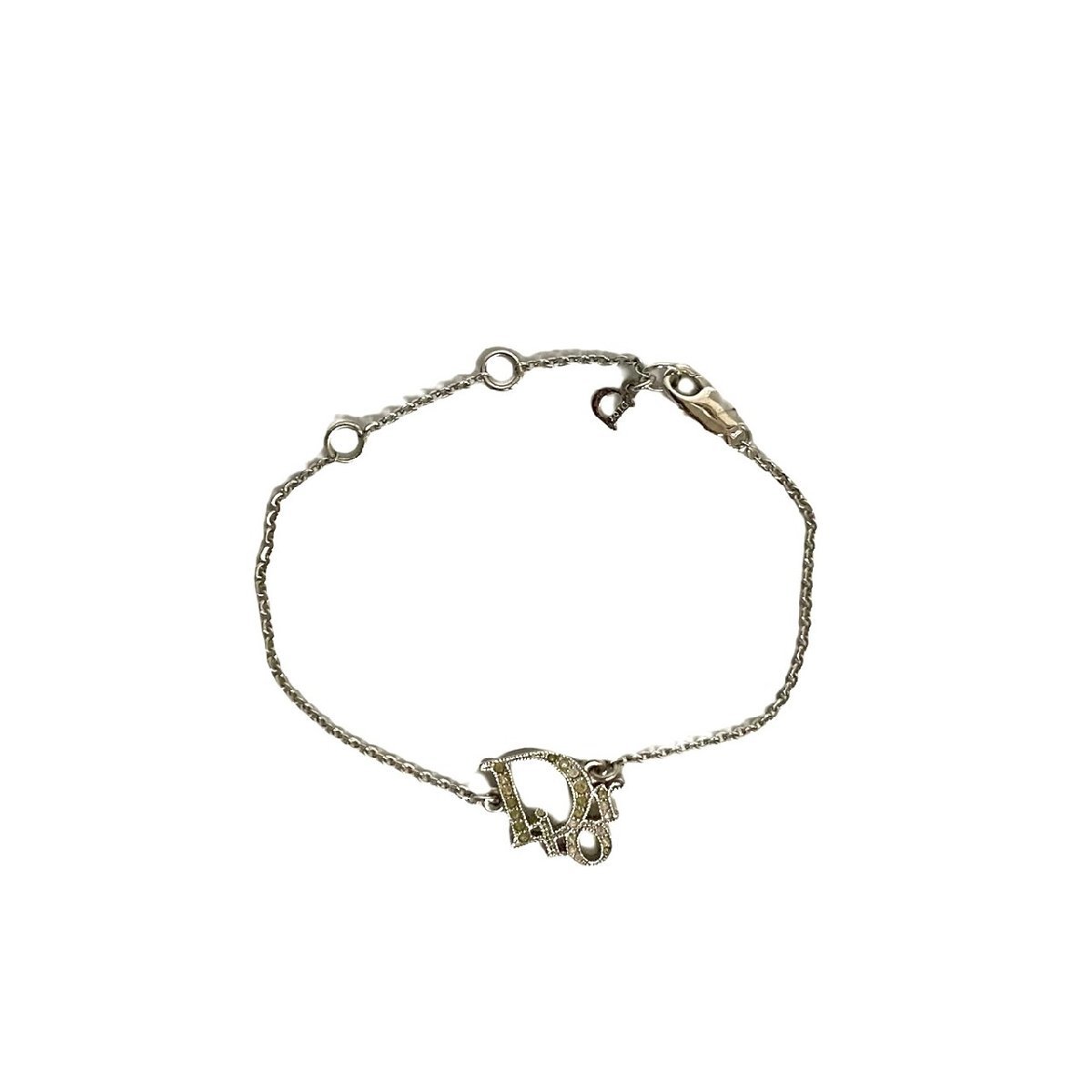 極 美品 Christian Dior ディオール ロゴ ラインストーン チェーン