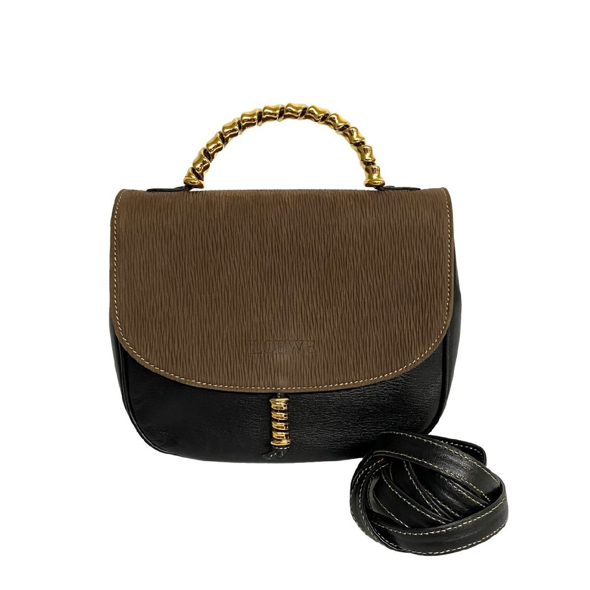 ほぼ未使用 LOEWE ロエベ ベラスケス ツイストハンドル 本革 レザー