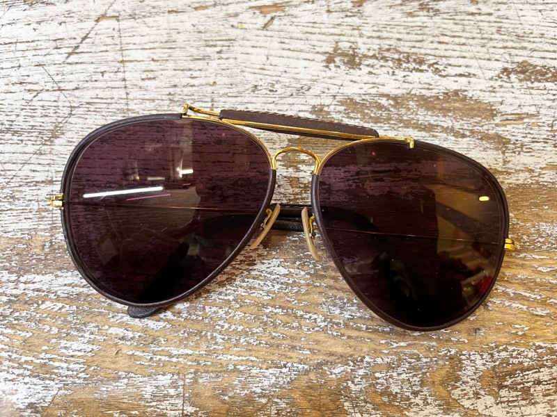 ☆Ray-Ban/レイバン USA製 B＆L/ボシュロム レザーサングラス 621116 レディース ブラウン×ゴールド 中古 古着 used☆