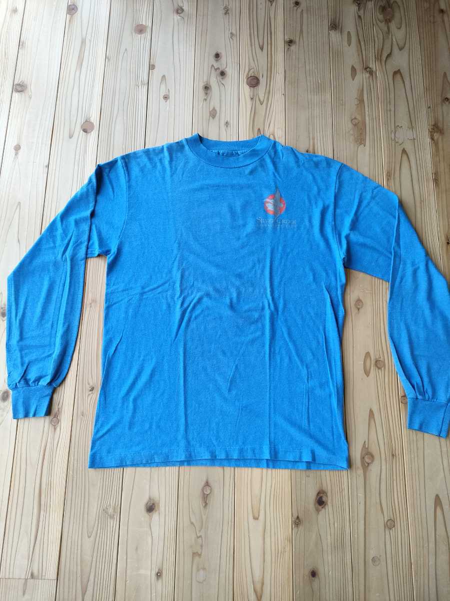 used ロンT　長袖Tシャツ 青色ボディ　90s ロングスリーブTシャツ_画像1