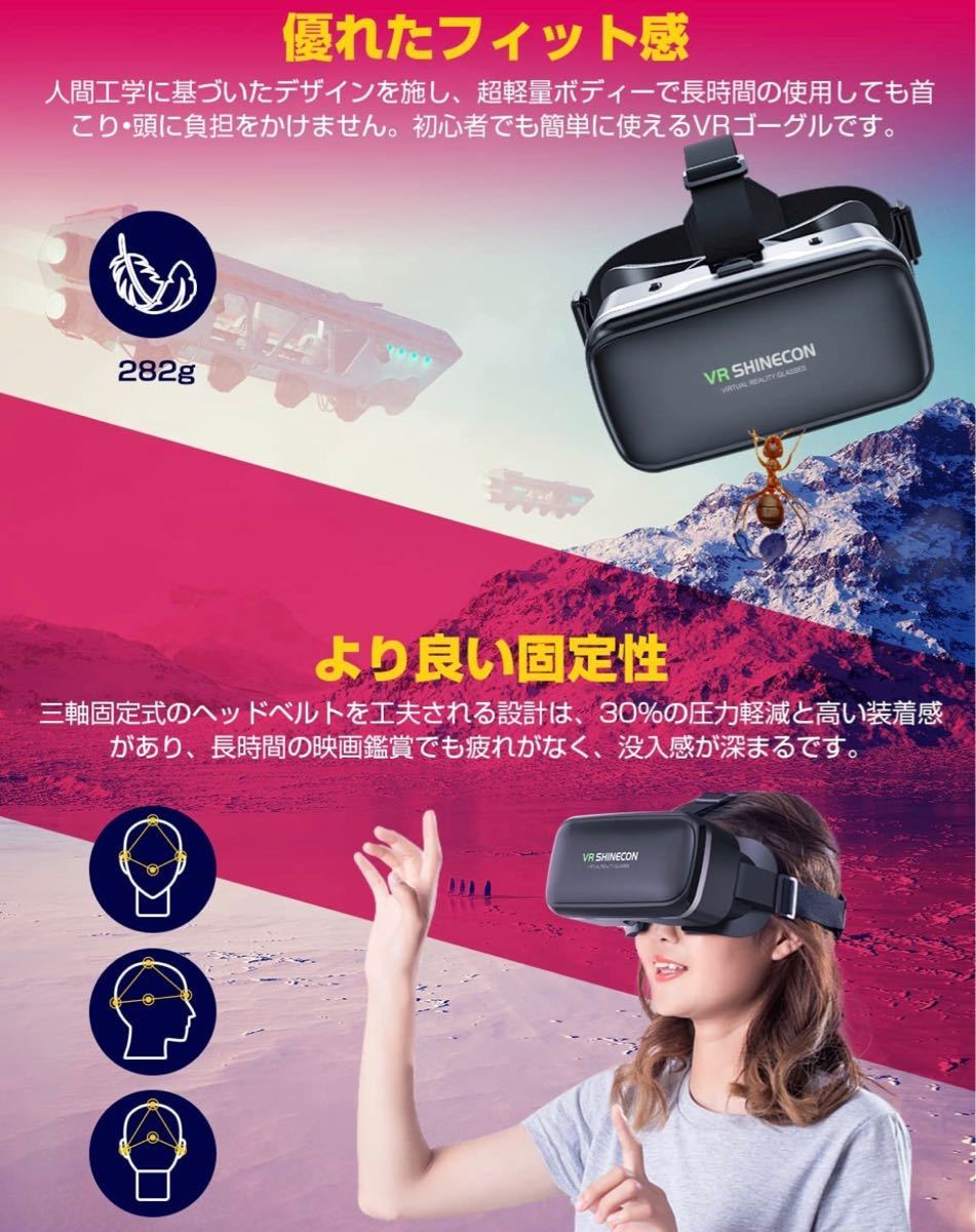 【業界最強モデル VRゴーグル】 VRゴーグル VRヘッドセット スマホ用VRゴーグル ピントや目幅調整可 近視/遠視適用 