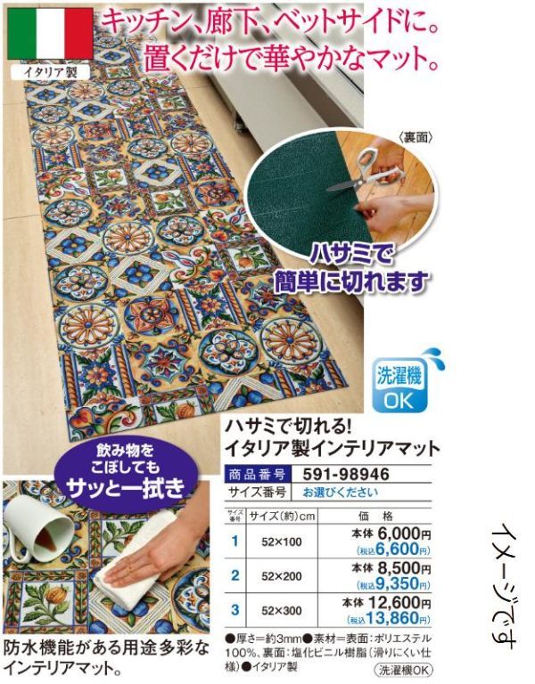 ☆★送料無料!!新品！イタリア製インテリアマット 52×200㎝ ハサミで簡単に切れます★☆_画像2