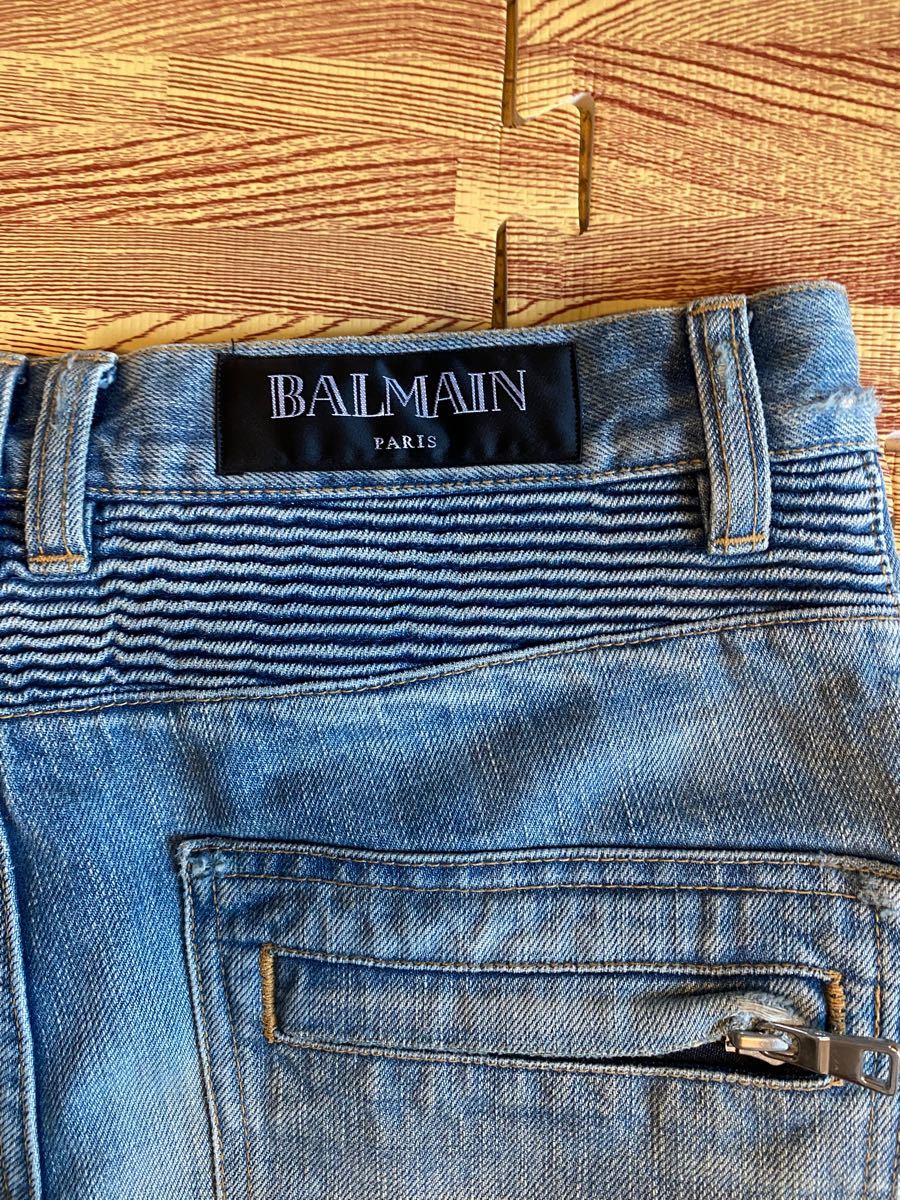 られません 【ラスト1点】BALMAIN デニム ジーンズ 36 PARIS ダメージ