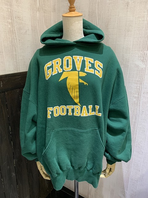 USA製 90s Riddel GROVES FOOTBALL チーム ロゴ アメフト スウェット トレーナー フーディー パーカー アメカジ ユニセックス メンズライク_画像1