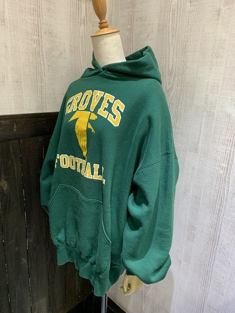 USA製 90s Riddel GROVES FOOTBALL チーム ロゴ アメフト スウェット トレーナー フーディー パーカー アメカジ ユニセックス メンズライク_画像2