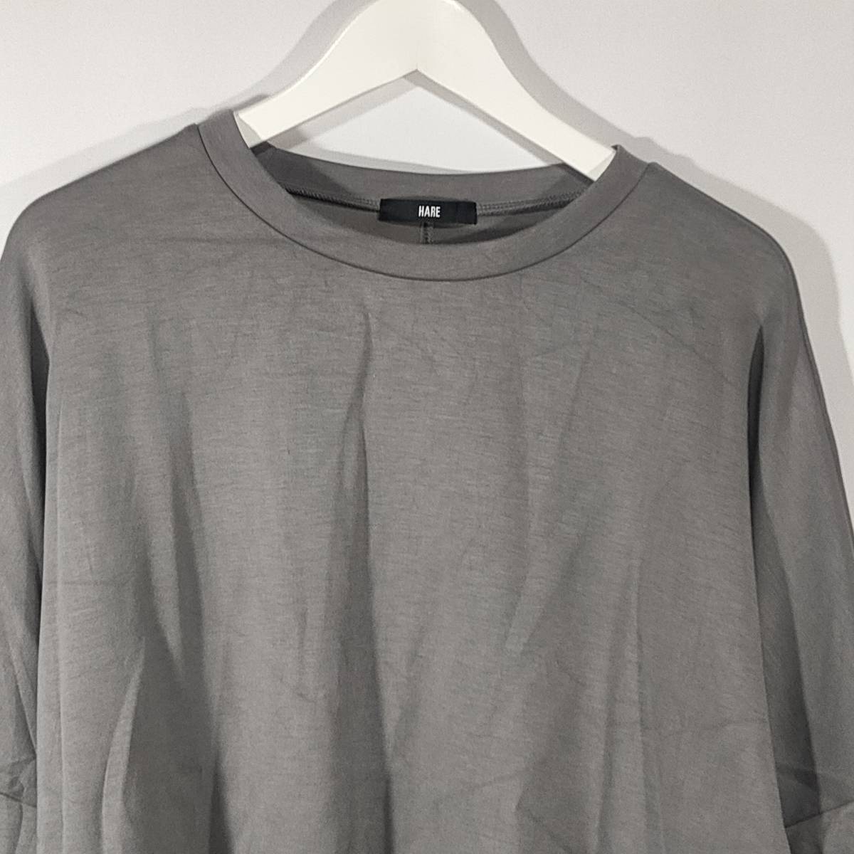  Hare HARE sweatshirt pull over cut and sewn crew neck big Silhouette long sleeve F gray men's used /CG