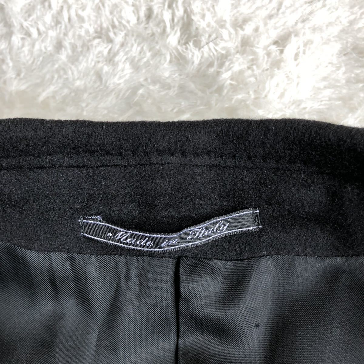 大得価新作 FENDI ウールカシミア チェスターコート ネイビー&ブラック