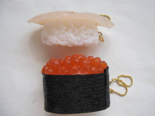  new goods unused sushi salted salmon roe is inset strap key holder 2 kind set food sample .. sushi Hokkaido interior miscellaneous goods 