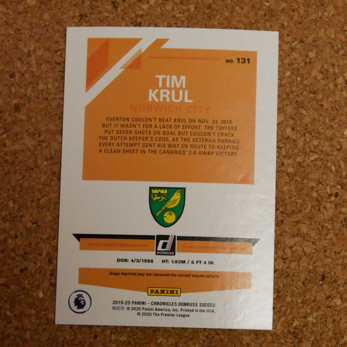 panini chronicles donruss soccer Tim KRUL 75シリ パニーニ サッカー ティム・クルル ノリッジ オランダ_画像2