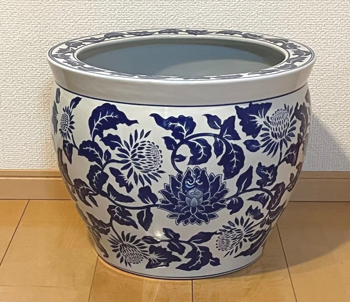 大放出セール】 睡蓮鉢 アンティーク アジアンテイスト 大型 水鉢 火鉢