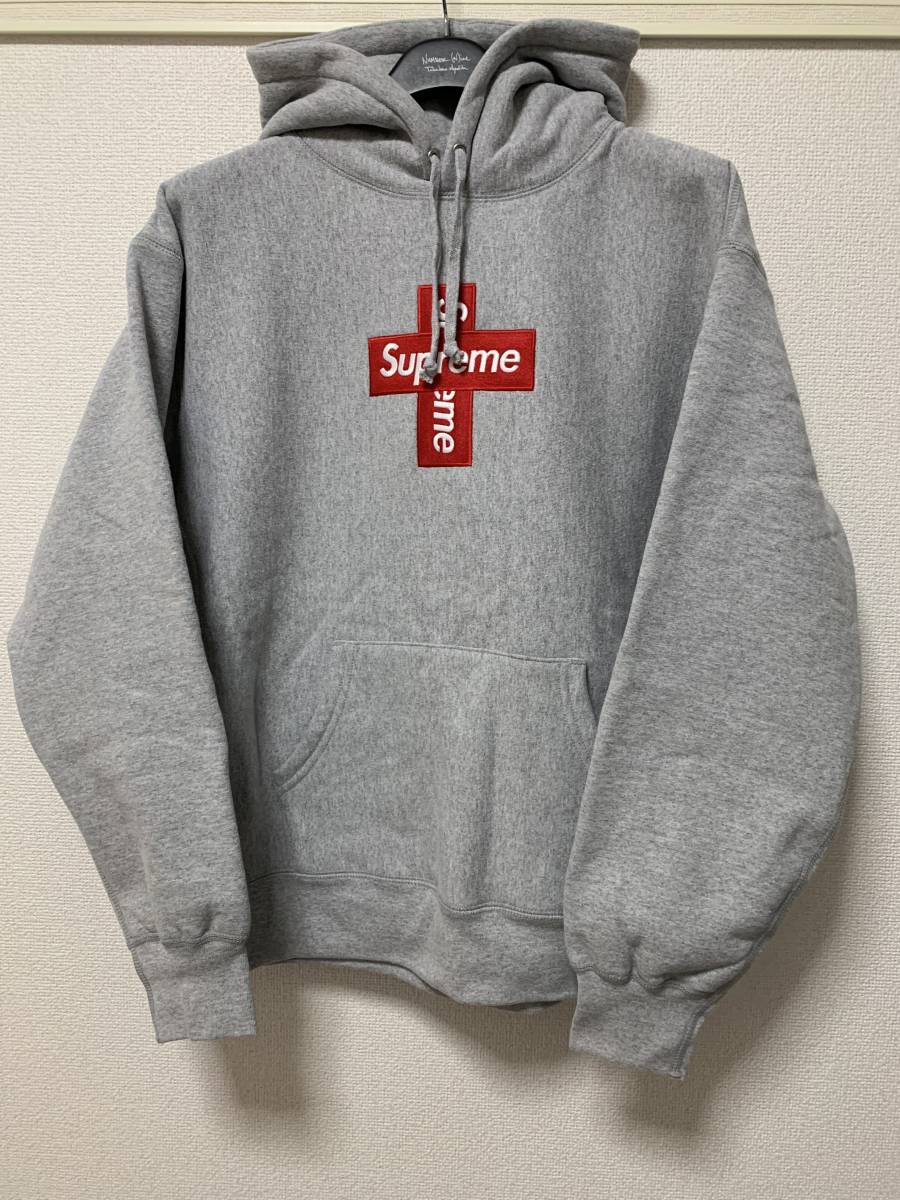 キムタク着 20FW Supreme Cross Box Logo Hooded ヘザーグレーMサイズ