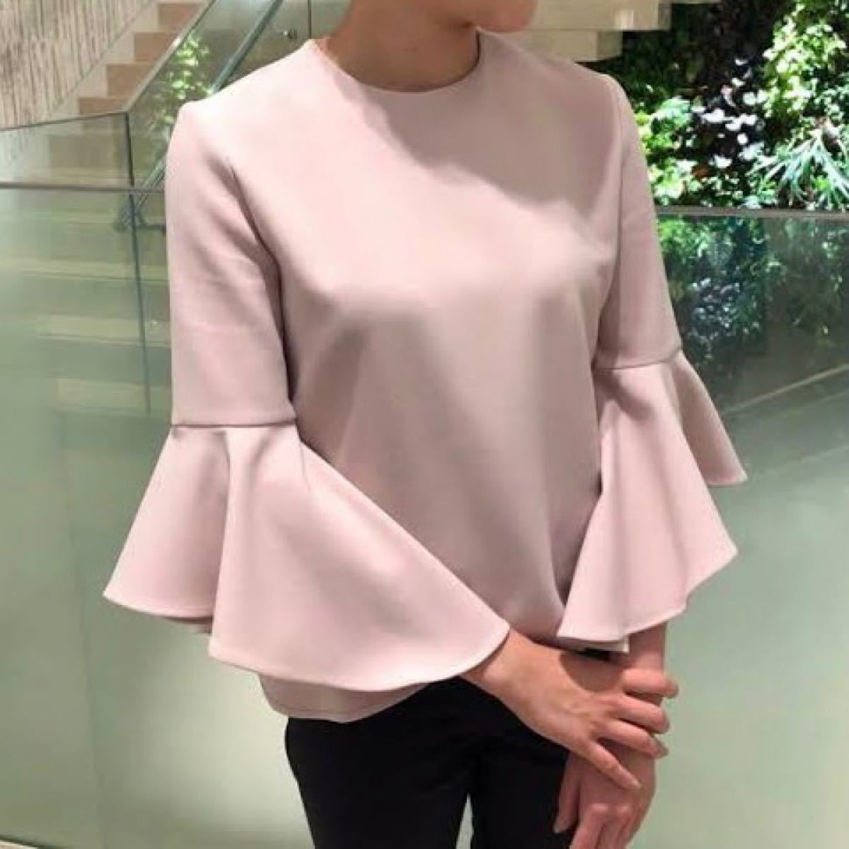 ボーダーズ】 美品☆YOKO CHAN☆ラッフルスリーブブラウス 36 38