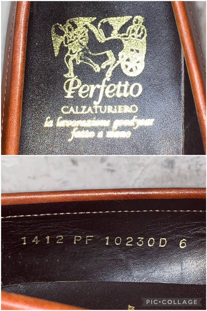 [.. put on footwear only / unused ] made in Japan Perfetto/perufeto Mu jiam car f coin Loafer 6 24cm corresponding tea /santoni magnanni