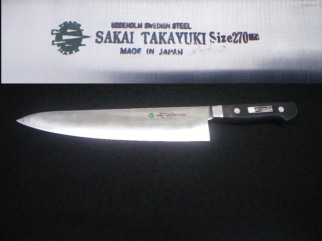 9寸　シェフズナイフ　270㎜　牛刀包丁　Chef's Knife　UDDEHOLM　ウッデホルム スウェーデン鋼　SAKAI TAKAYUKI　MADE IN JAPAN 堺孝行_287g　　全長397㎜