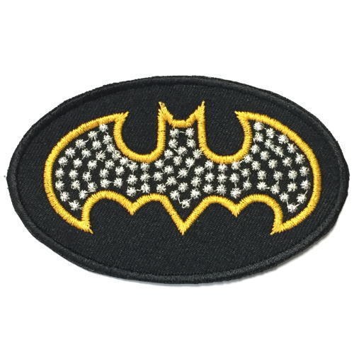 076　BATMAN バットマン　ロゴ 星柄風ドット　アイロン ワッペン　アメコミ 　ジョーカー 映画 　刺繍 パッチ　リペア_画像1