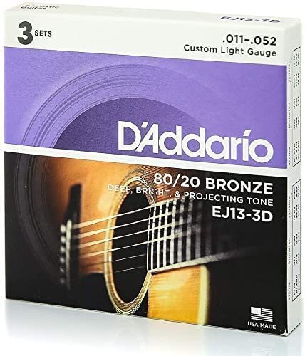 x3セットパックD'Addario ダダリオ アコースティックギター弦 Custom Light .011-.052 EJ13_画像1