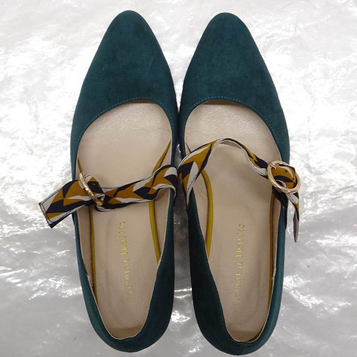 [ used ]ORiental TRafficolientaru traffic heel pumps green group lady's size 37 (23.5cm)